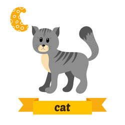 cat c letter cute children animal alphabet Vector Image