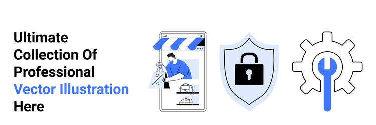 online store setup cybersecurity and technical vector image