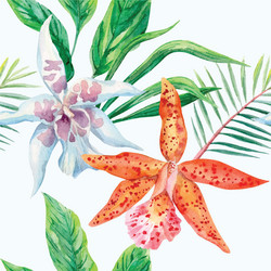 Orchid Palm Watercolor Vector Image