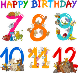 birthday anniversary cartoons set vector