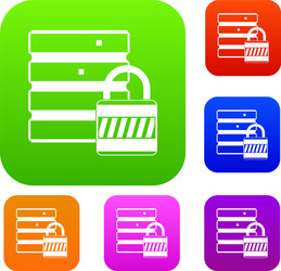 database with padlock set collection vector image