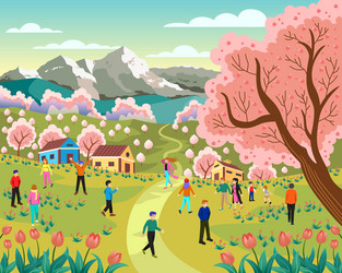 Scene with spring season theme 1 Royalty Free Vector Image