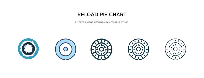 reload pie chart icon in different style two vector