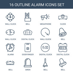 16 alarm icons vector