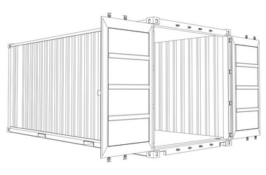 open empty cargo container wire-frame style vector image