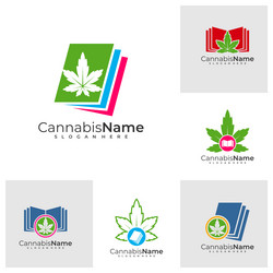 set of book cannabis logo with business card Vector Image