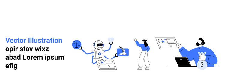 robot collaboration in workspace with individuals vector image