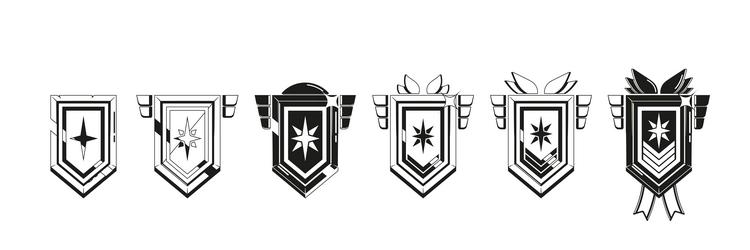 black and white rank badges isolated symbols worn vector