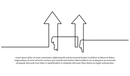 continuous line design of two arrows pointing up vector image