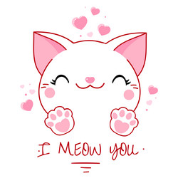 Cute valentine card in kawaii style cats vector