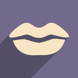 Flat with shadow icon and mobile application lips vector