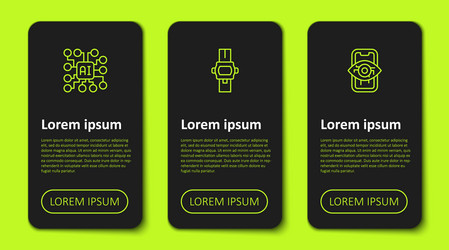 set line neural network wrist watch and computer vector image
