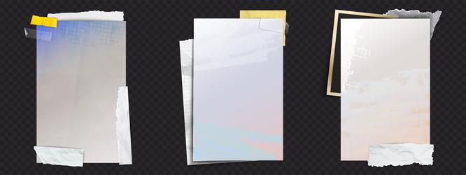 torn paper scraps set with punk halftone patterns vector image