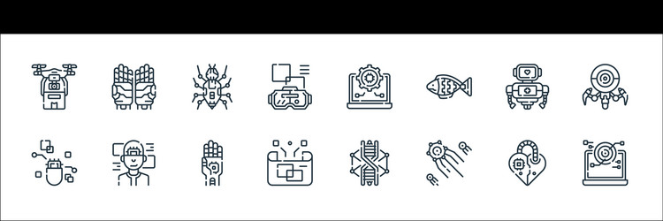 Robotics line icons linear set quality vector