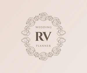 Rv initials letter wedding monogram logos Vector Image