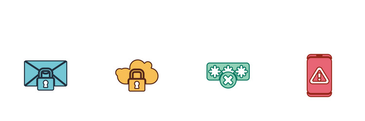 set mail message lock password cloud computing vector image