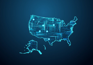 abstract futuristic map usa circuit board vector