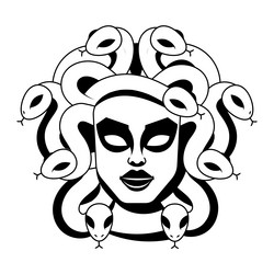 Medusa in flat style vector illustration, Greek mythology gorgon simple  style vector, human female with living venomous snakes stock vector image  27816420 Vector Art at Vecteezy