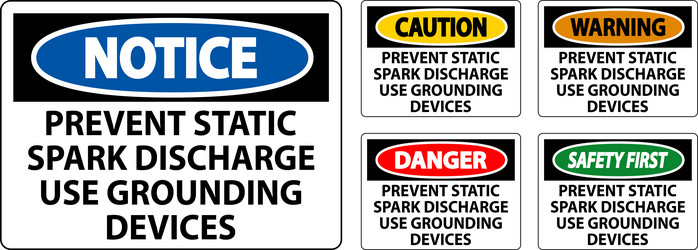 caution sign prevent static spark discharge use vector image