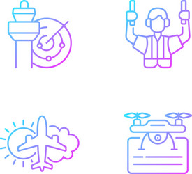 flight dispatch gradient linear icons set vector image