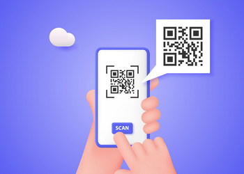 hands hold a smartphone to scan the qr code vector image