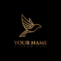 luxury bird logo icon line art outline template Vector Image