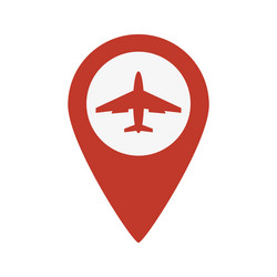 Map pointer with airplane icon vector