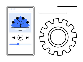 mobile app interface with media player and gear vector image