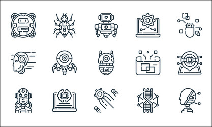 robotics line icons linear set quality vector image