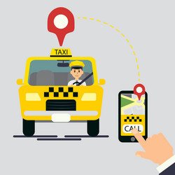 yellow cab hand vector