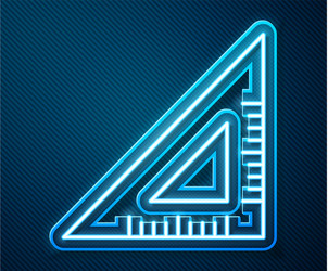 glowing neon line triangular ruler icon isolated vector image