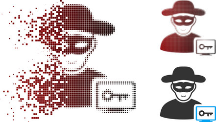 Moving pixel halftone computer hacker icon vector