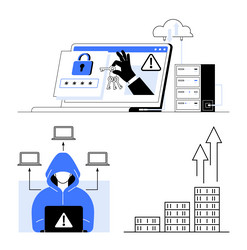 cybersecurity threats and prevention hacking data vector image