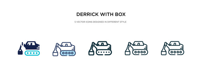 Derrick with box icon in different style two vector