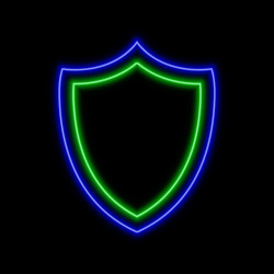 shield neon sign bright glowing symbol on a black Vector Image