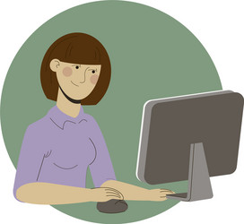 Girl freelancer working at home office web vector