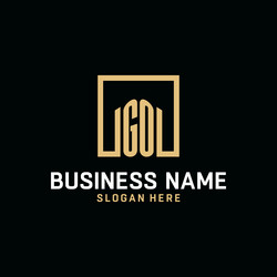 go initial monogram logo design with square shape vector image