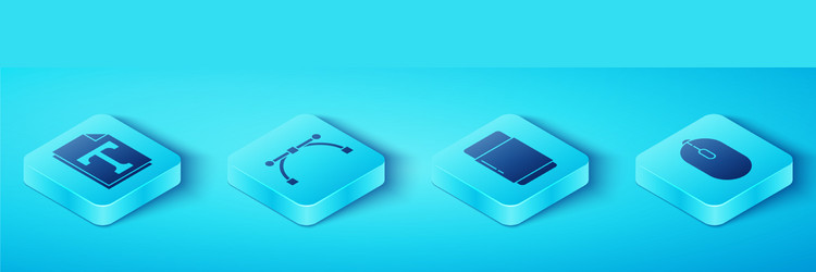 set isometric text file document bezier curve vector image