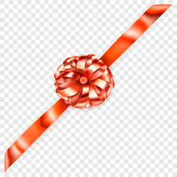 Red bow with diagonally ribbon Royalty Free Vector Image