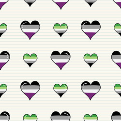 Cute asexual aromantic heart cartoon seamless vector