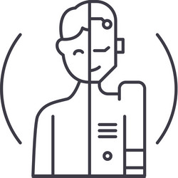 Cyborg icon linear isolated thin Royalty Free Vector Image