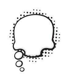 Speech bubble skull shape with dots rays in pop vector