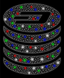 bright mesh wire frame dash coin stack with flash vector image