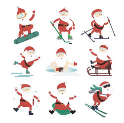 Cartoon Santa Winter Sports Vector Image