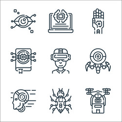 robotics line icons linear set quality vector image