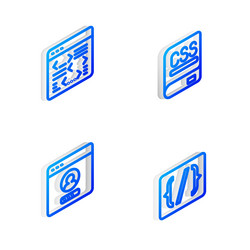 set isometric line books about programming vector image