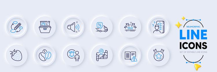 delivery discount map and survey line icons vector