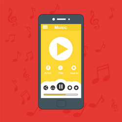 media player application app template with flat vector image