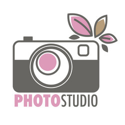 Photo studio retro camera and plant leaves vector