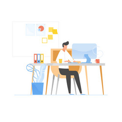 Coder Working at Desk vector image